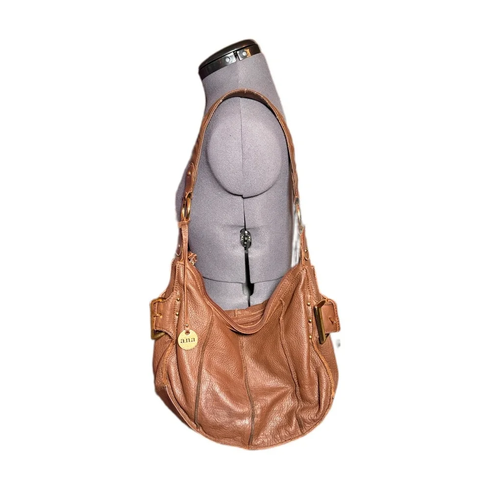 a.n.a Pebbled Leather Hobo Bag Y2K Grunge Brown Vintage Y2K Shoulder Bag DAMAGED